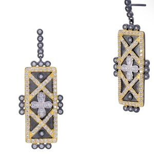 FR Elegant Gold and Silver Geometric Earrings